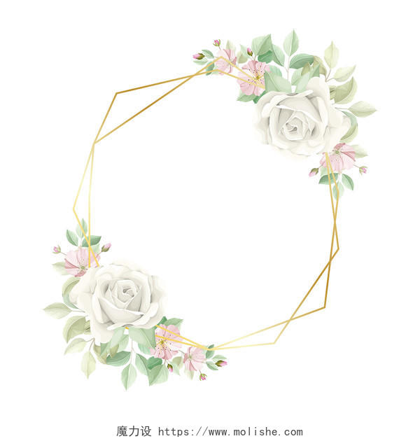 彩色小清新卡通手绘玫瑰花花卉鲜花边框装饰矢量元素PNG素材